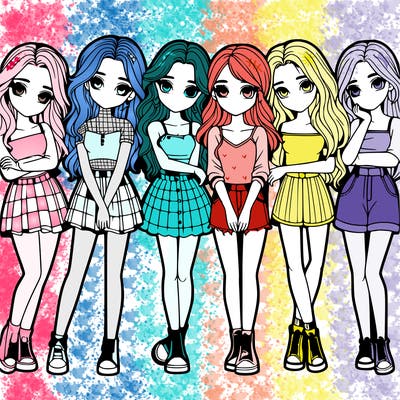 a group of girls realistic