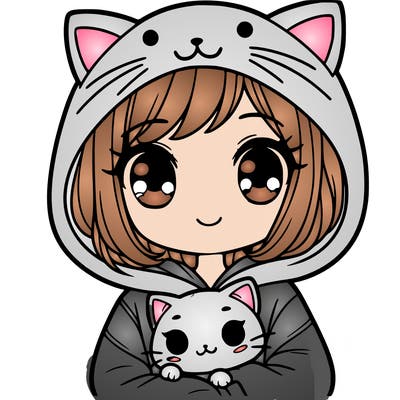 girl with cat hoodie