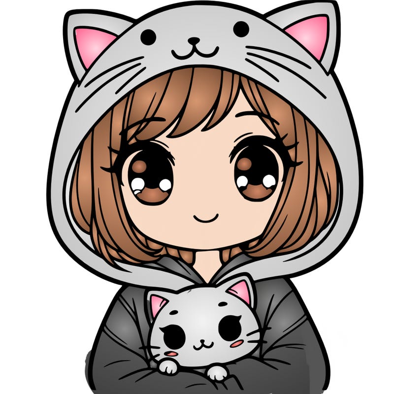 girl with cat hoodie