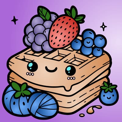 simple waffle with fruit