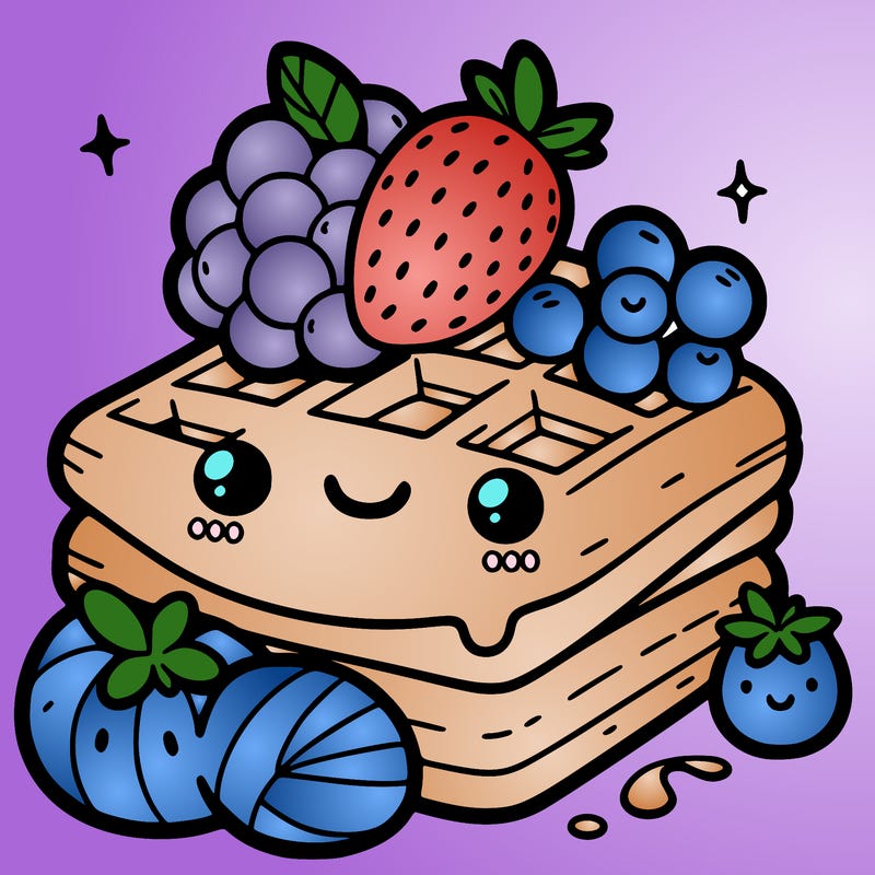 simple waffle with fruit