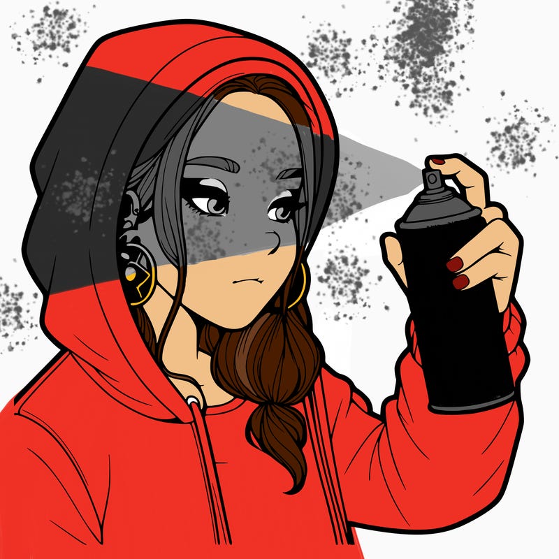 a realistic girl, spray painting