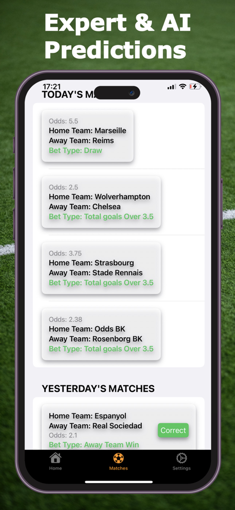 AI Football Betting Forecast - AI サッカーベッティング予測と試合オッズのインターフェース