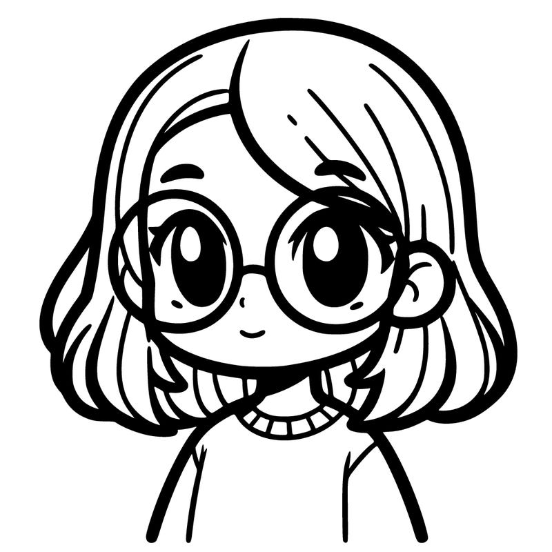 girl haire brown and glasses