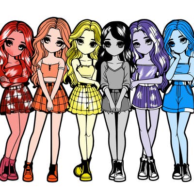 a group of girls realistic