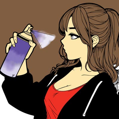 a realistic girl spray, painting
