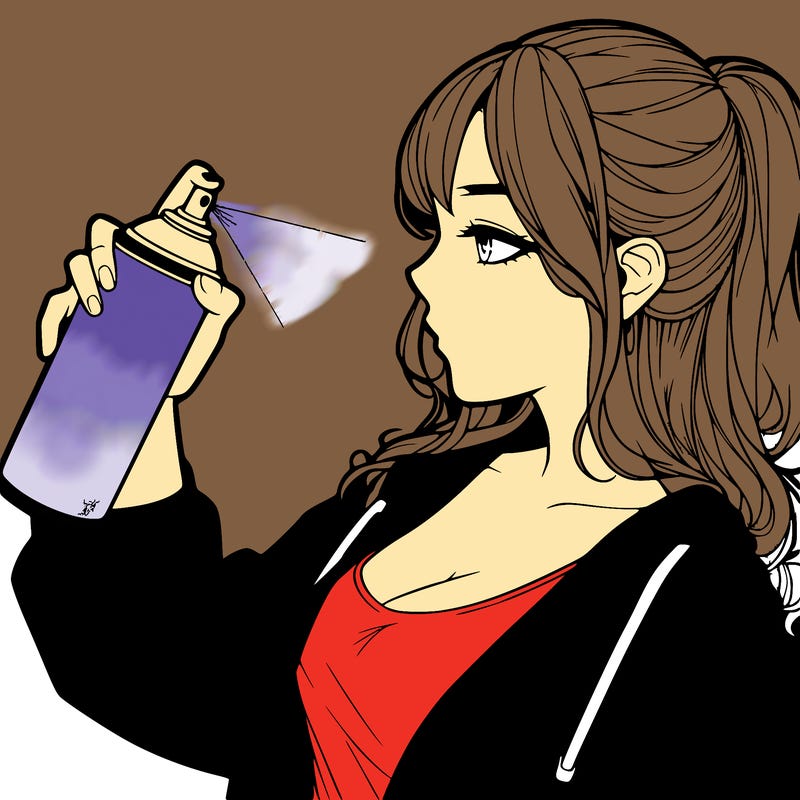 a realistic girl spray, painting