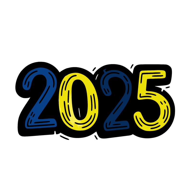 one line scrawled numbers sketch design “2025”