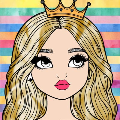 a realistic girl with a crown on
