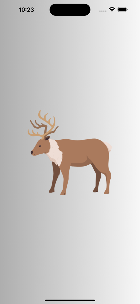Reindeer-Caribou Sound & Calls - Flat illustration of a brown reindeer with large antlers on a grey gradient background