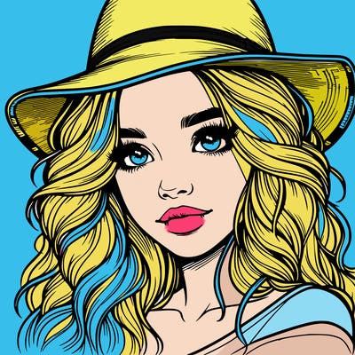 realistic girl with hat