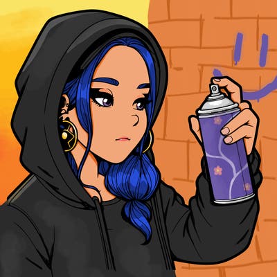 a realistic girl, spray painting