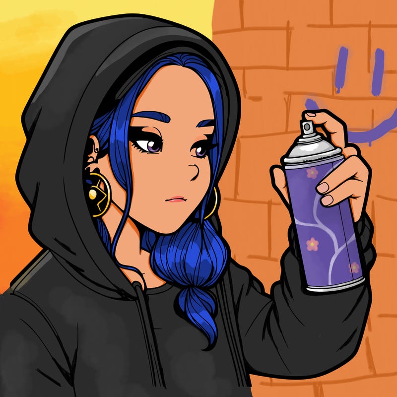 a realistic girl, spray painting