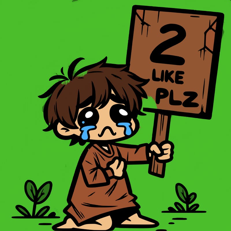 small poor toddler crying with sign that says 2 like plz