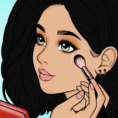 a realistic girl doing her makeup