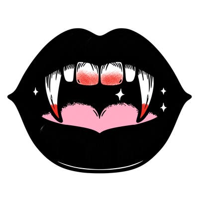 lips with vampire teeth