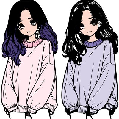 realistic girl with baggy sweater