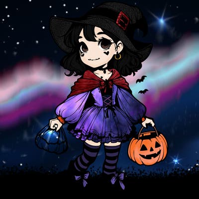 realistic girl with a halloween costume