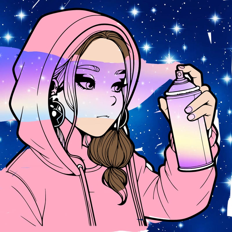 a realistic girl, spray painting