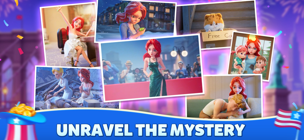 Bingo Home Design-Bingo&Decor - Una colección de escenas dramáticas impulsadas por la historia del juego Bingo Home Design con el título Descifra el Misterio.