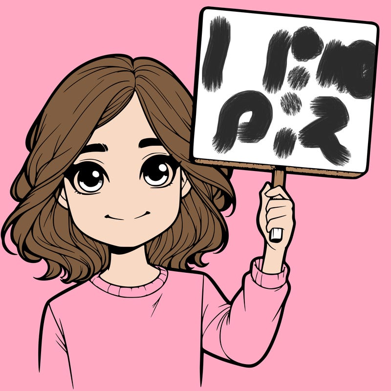 realistic girl holding up a sign