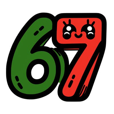 the numbers 67