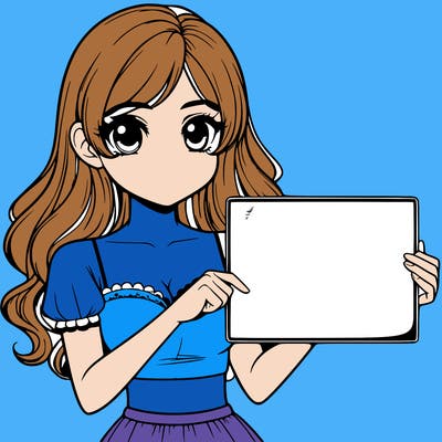 realistic pretty girl holding blank sign