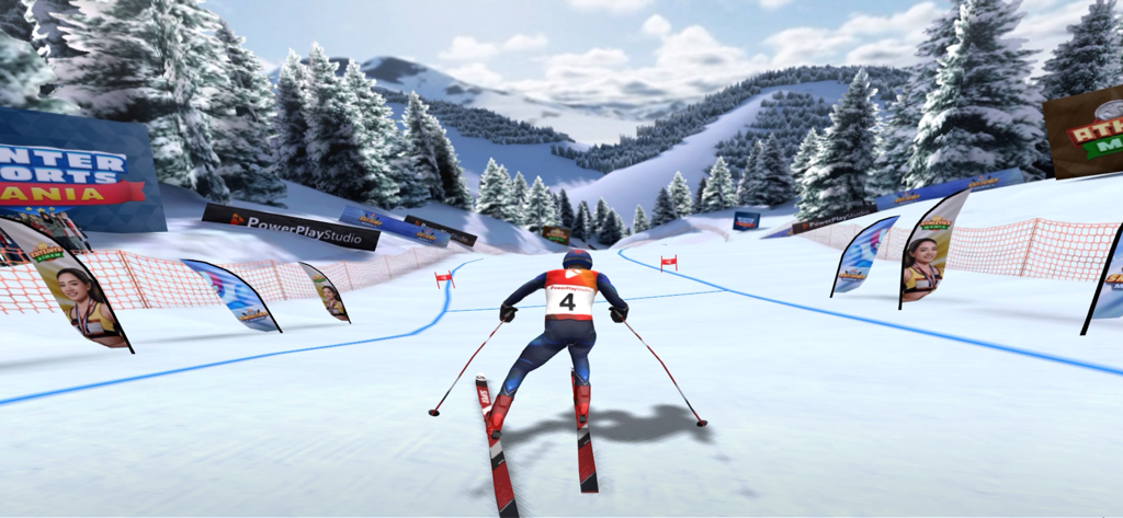 Winter Sports Mania - A skier racing down a snowy mountain slope in Winter Sports Mania