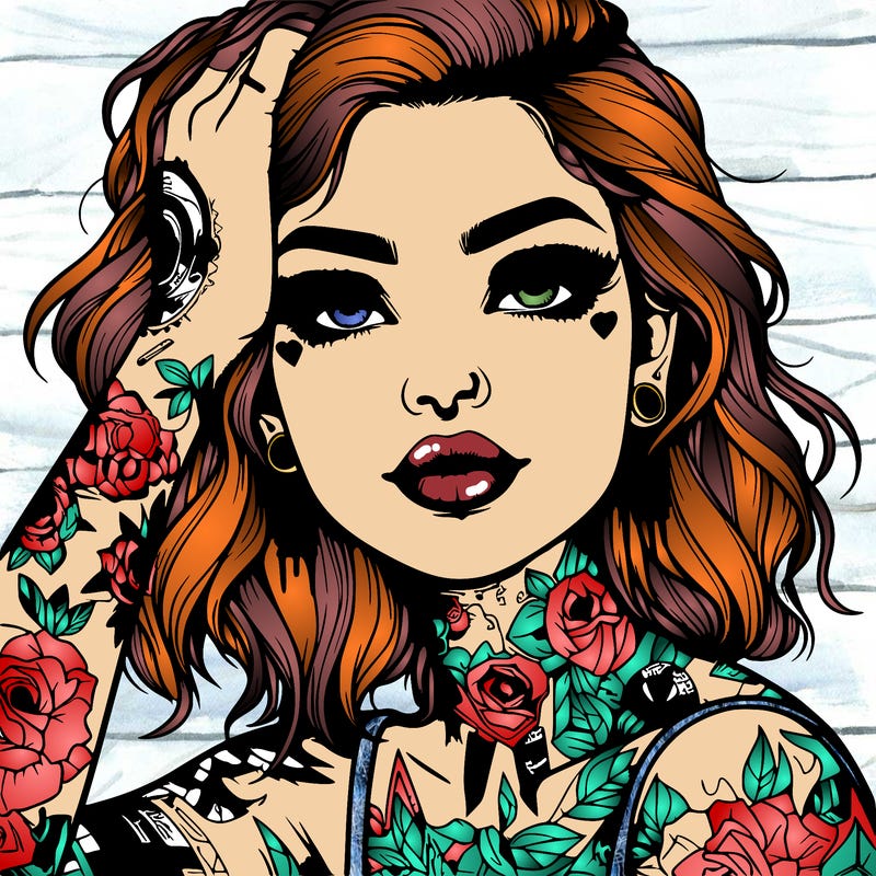 realistic girl with tattoos all over