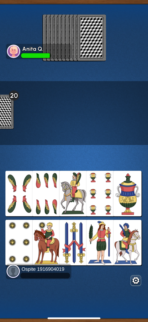 Gameplay del gioco di carte Tressette che mostra carte italiane tradizionali