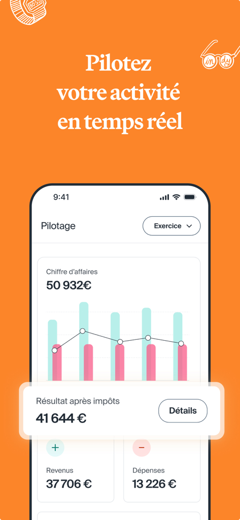 Indy - Mobile interface of the Indy app showing real time revenue and expense tracking for solopreneurs