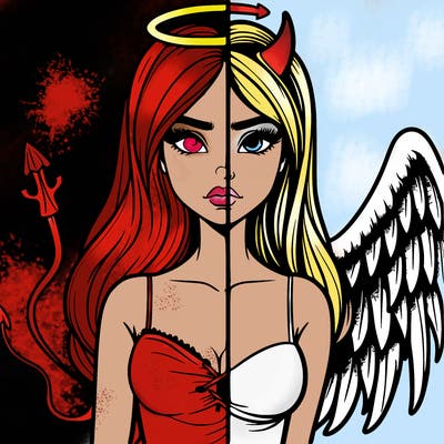 devil vs angel realistic girl