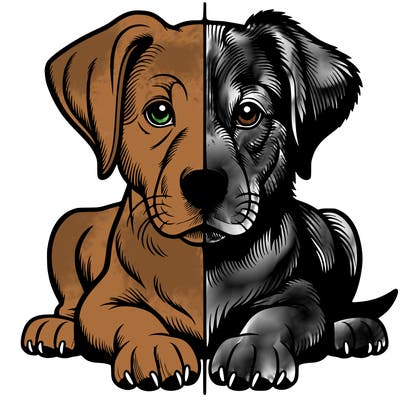 realistic dog split picture