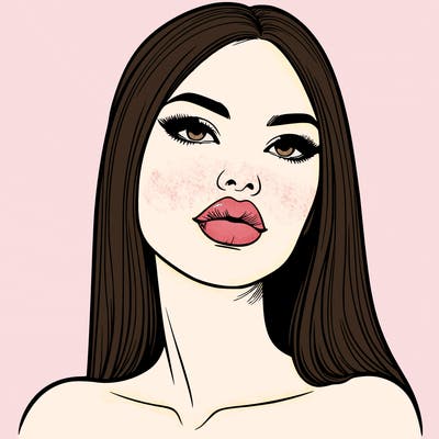 realistic woman with full lips
