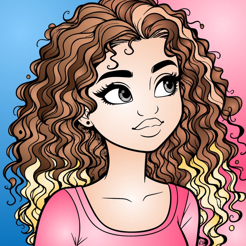 realistic girl with curly hair