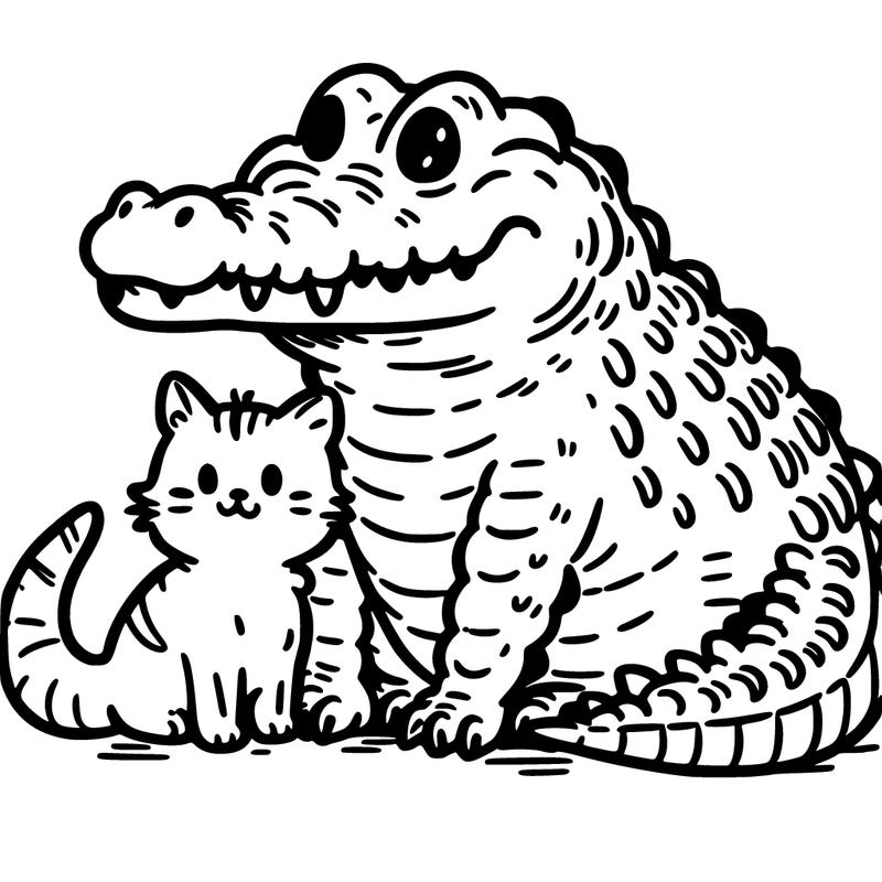 crocodile with a kitten