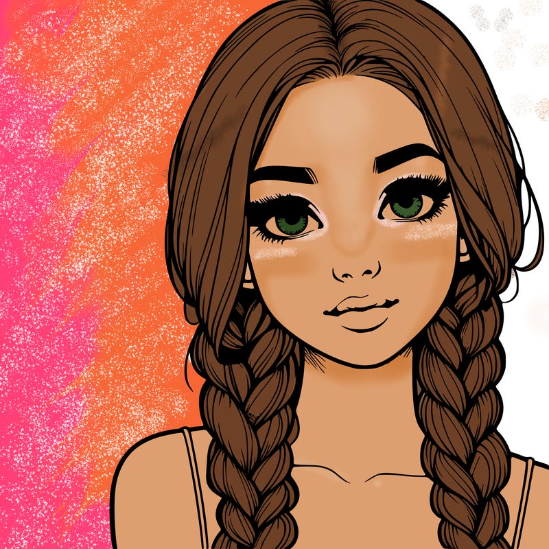 realistic girl with braids