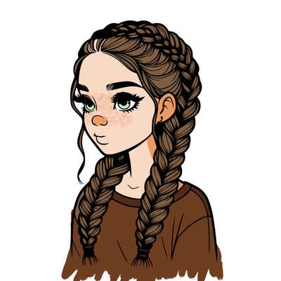 realistic girl with braids