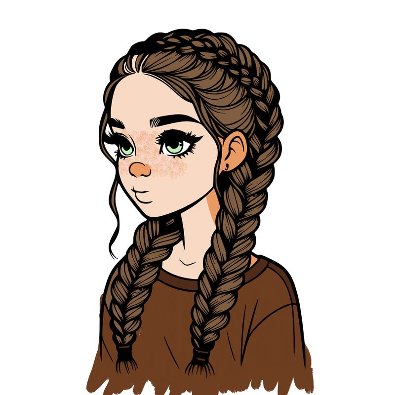 realistic girl with braids
