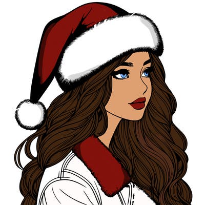 realistic girl in santa hat