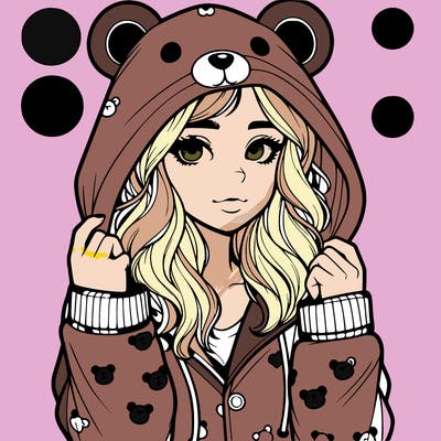 realistic girl in a animal pjs hoodie