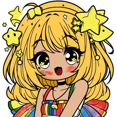 cute anime girl with star accessories