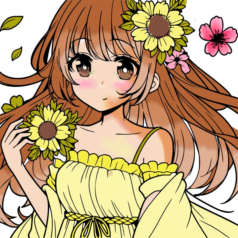 anime girl with flowers