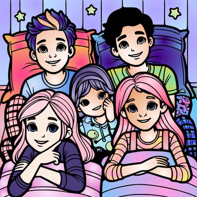 4 teens at a sleepover