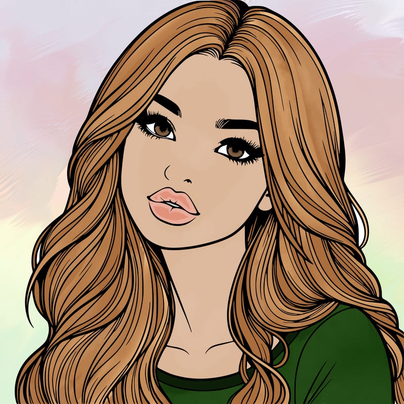 realistic girl with hair on her hair and lips