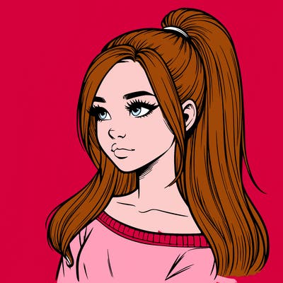 realistic girl with a high ponytail