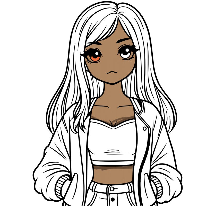 girl with long hair a crop top and a jacket