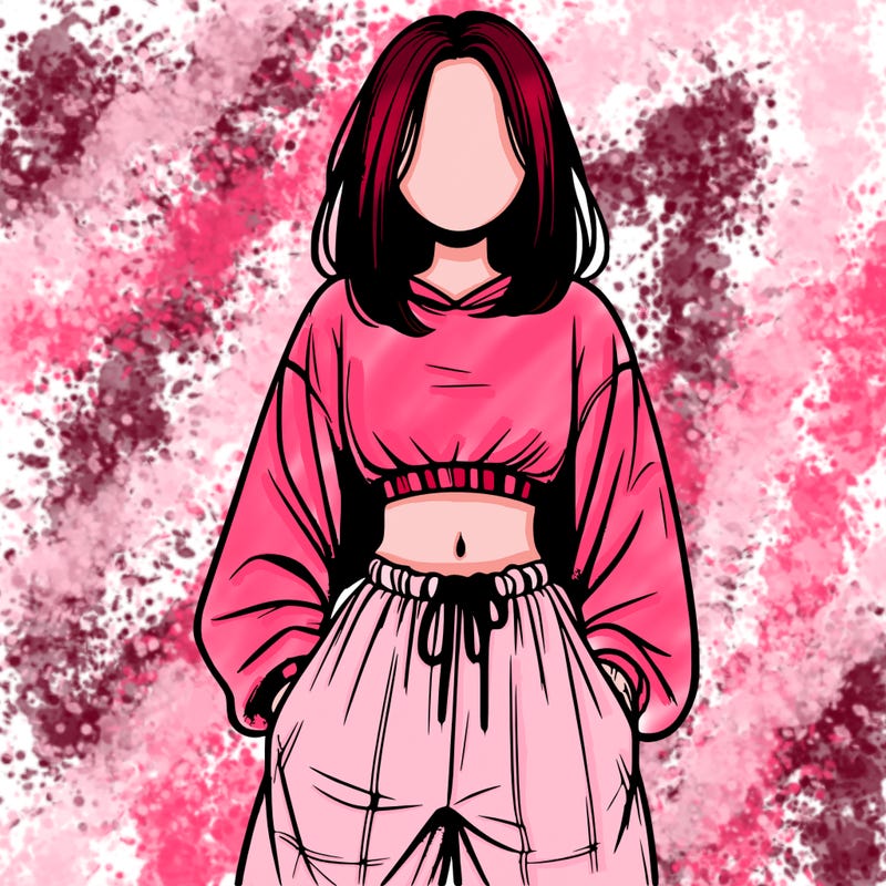 realistic girl faceless with baggy pants and a crop top