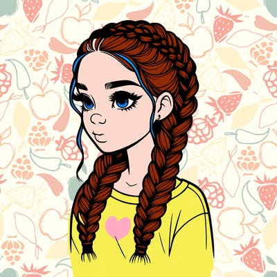 realistic girl with braids