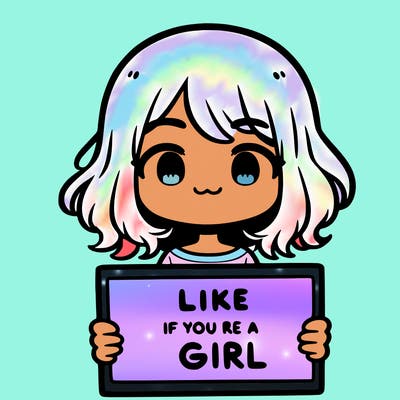 a cute girl holding a sign that says like if you’re a girl
